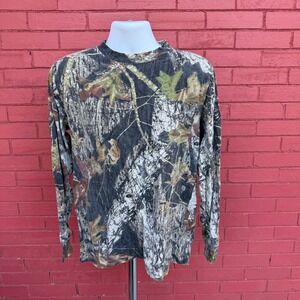 Vtg Russell Outdoors Camo Long Sleeve Explorer Shirt Mens Medium Cotton Gorpcore